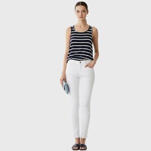 Lovers + Friends Striped Open Back  Tank - Color White And Navy